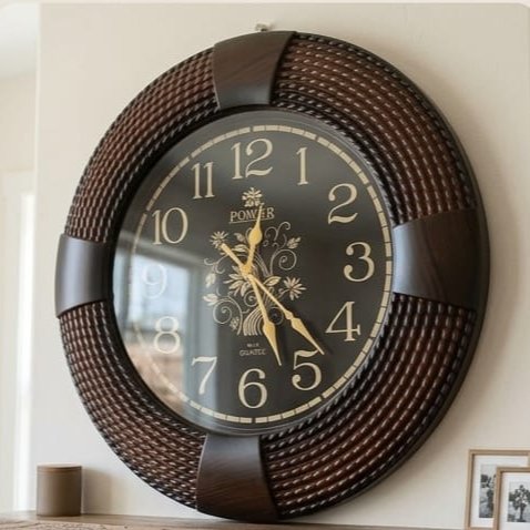  Porter Royal Brown Woven Wall Clock - Luxury Decor